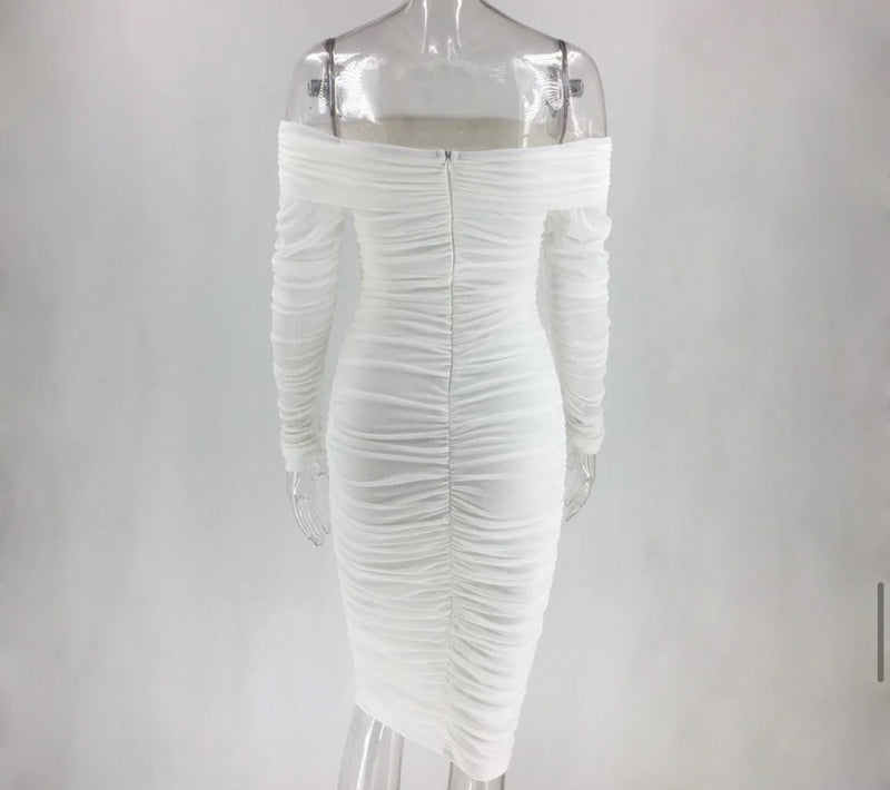 Vestido Midi Transparente Ombro a Ombro Cobry