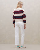 Suéter de Tricot Listrado - Bege