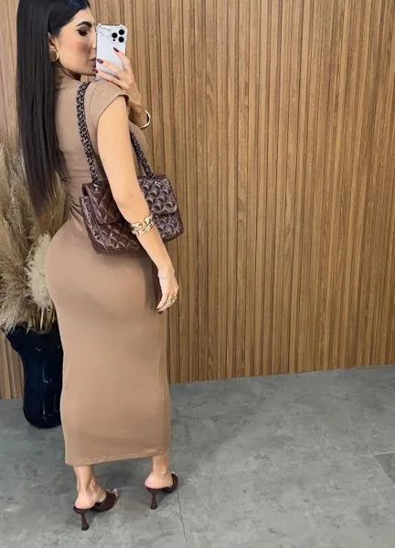 Vestido Maitana Muscle - Mocha Mousse