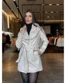 Casaco Couro Gola Pelo