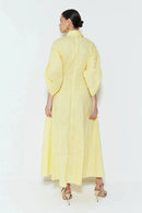 Chemise Longuete Com Decote V Barra Ampla Amarelo Manteiga