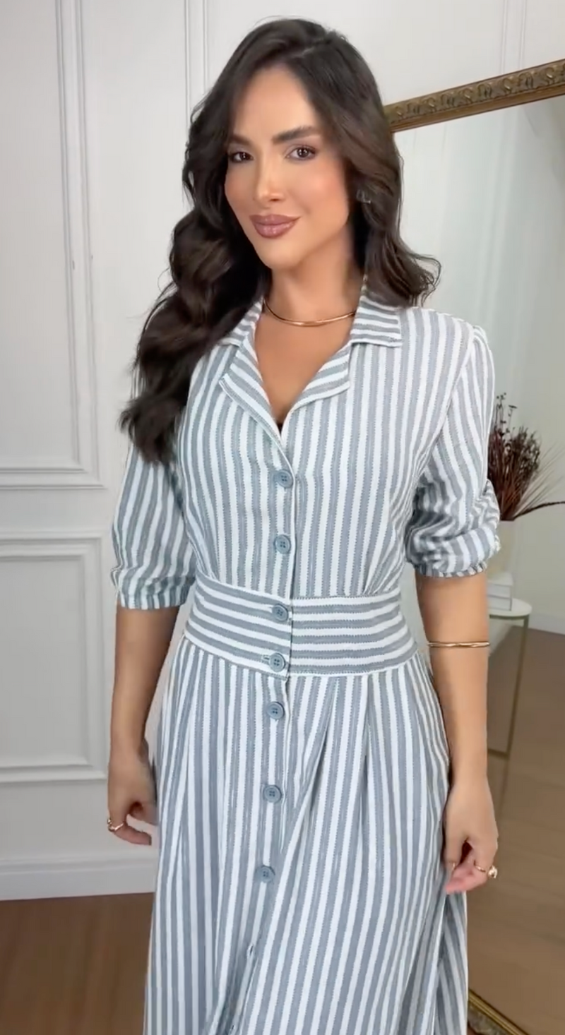 Vestido Botões Jordana Lurex