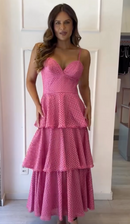 Vestido Mídi Rendado Com Camadas