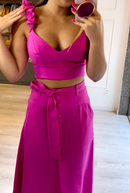 Conjunto Clara Cropped e Saia Midi