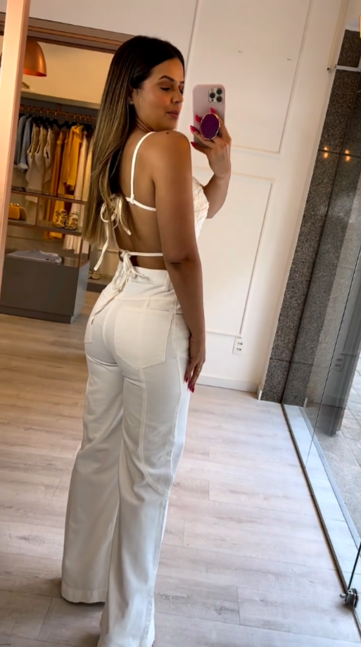 Conjunto Mariana Cropped Borboleta e Calça Pantalo