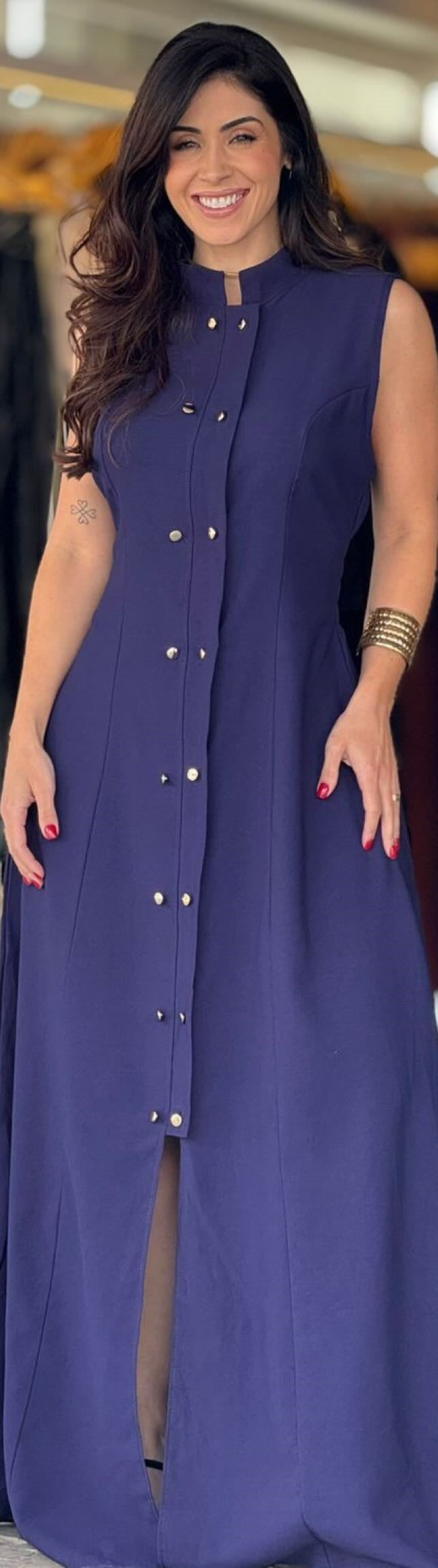 Vestido Longo Chemise Alfaiataria