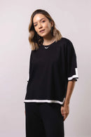 Conjunto Feminino Tricot Modal Blusa Oversized e Calça Wide com Fenda