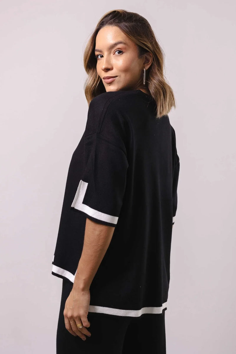 Conjunto Feminino Tricot Modal Blusa Oversized e Calça Wide com Fenda