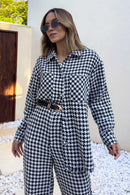 Conjunto Feminino Tweed Calça e Max Camisa