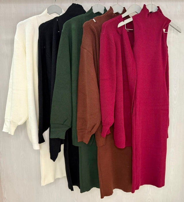 Conjunto Modal Vestido e Cardigan Valy