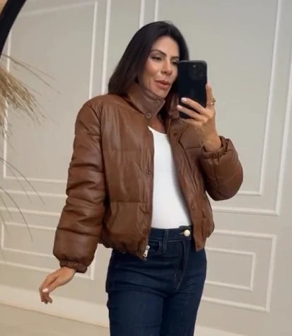 Jaqueta Puffer Couro Laíse