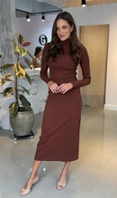 Vestido Midi Canelado com Fenda Virginia