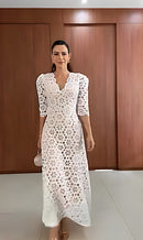 Vestido Midi Aurora em Laise Bordada