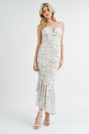 Vestido Maxi Bodycon Floral Sereia