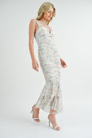 Vestido Maxi Bodycon Floral Sereia