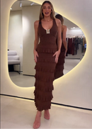 Vestido Marrom com Babados