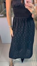 Vestido Midi em Laise Preto