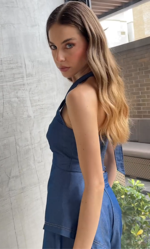 Conjunto Denim Elegance – Top + Short em Jeans Premium