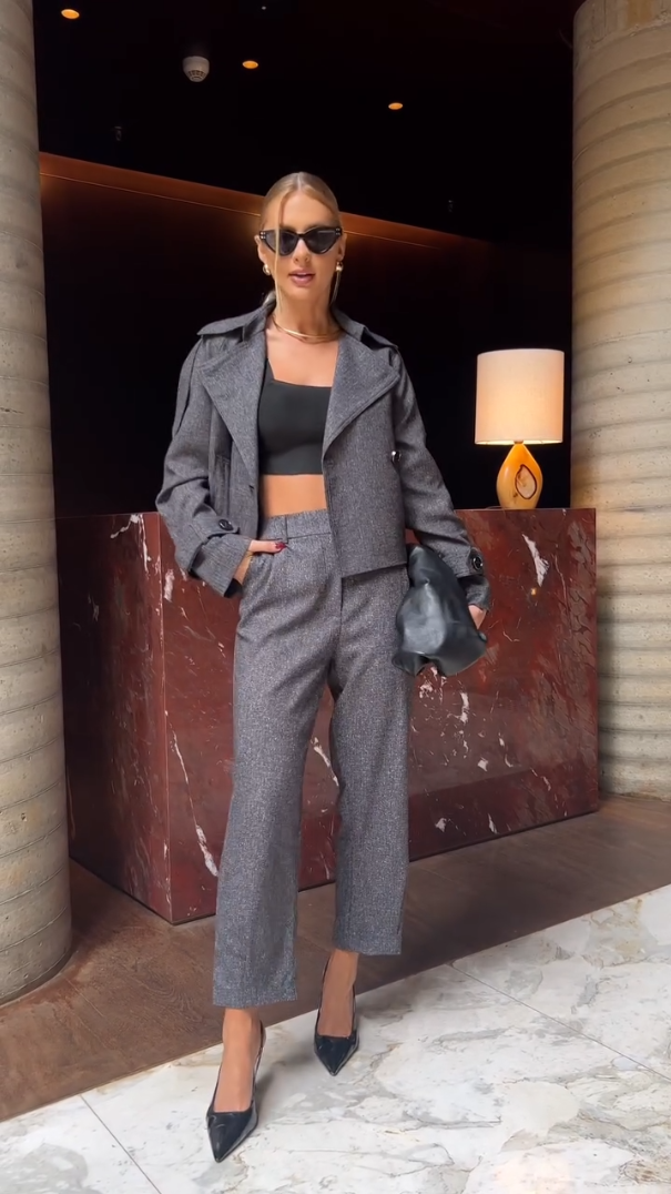 Conjunto Alfaiataria terninho Cinza