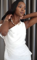 Blusa de Linho Assimétrica Ombro Único