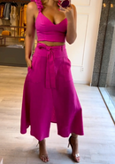 Conjunto Clara Cropped e Saia Midi