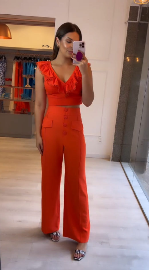 Conjunto Beatriz Cropped e Calça Wide