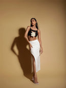 Saia Midi Alfaiataria Fenda Branco