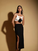 Saia Midi Alfaiataria Fenda - Preto